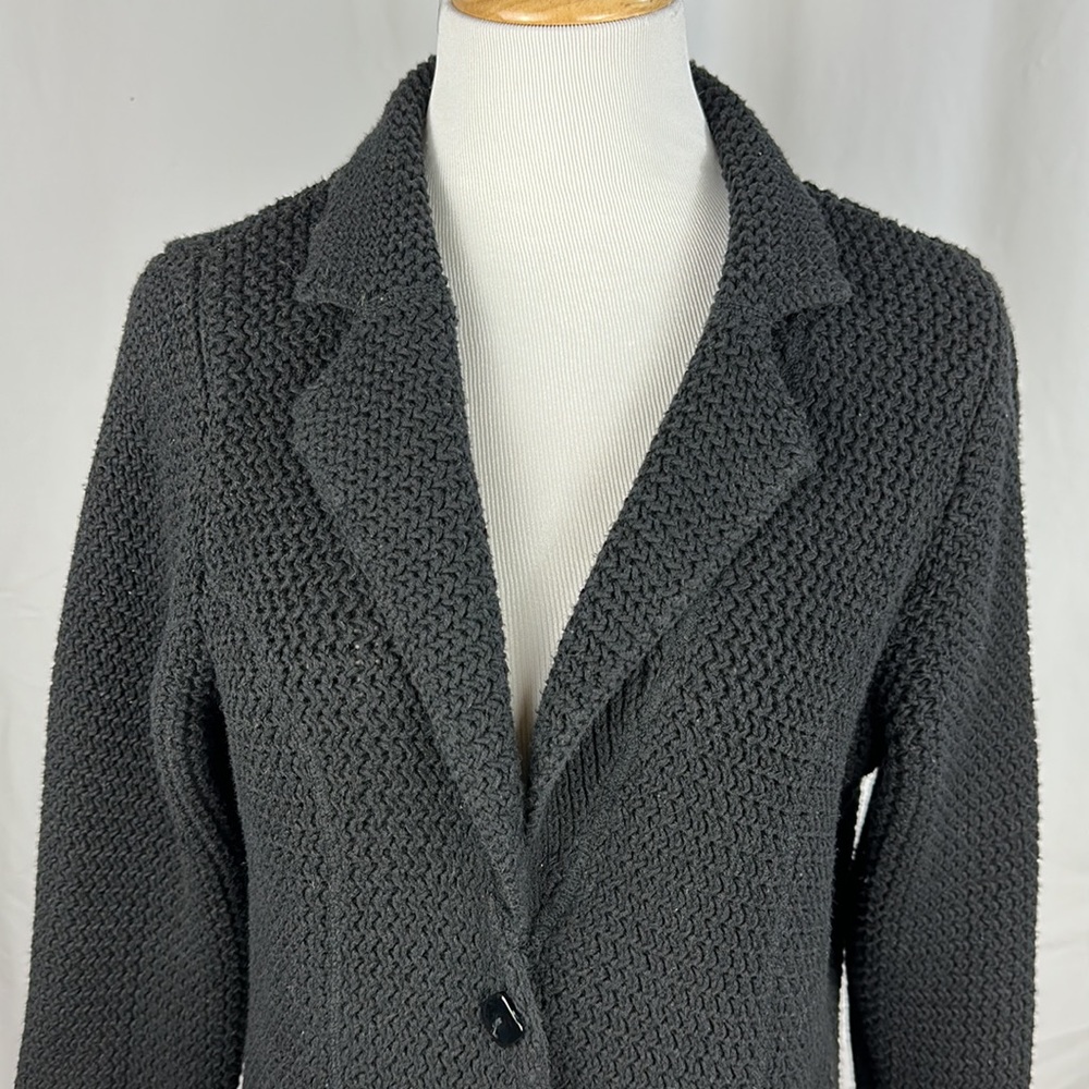 Black Cotton Sweater Jacket - Picture 2 of 5